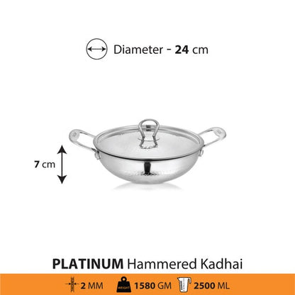 SHRI & SAM JHC-19232-240H PLATINUM KADAI 24CM