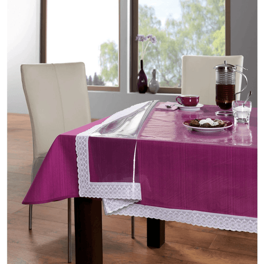 FREELANCE 60*120 RECTANGLE TABLE COVER CLEAR WITH LACE